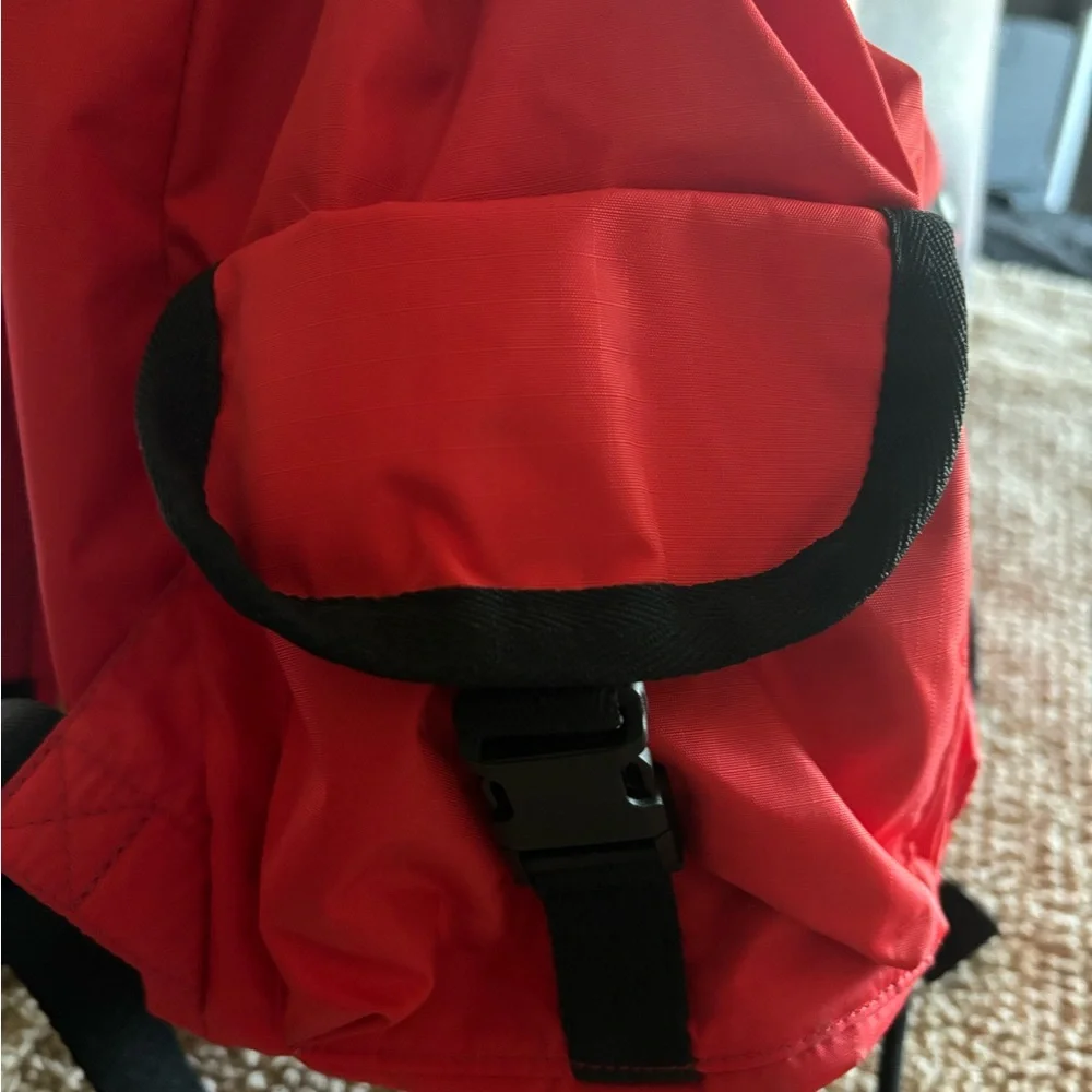 Lesportsac Red Nylon Backpack with Black Trim and Front Pockets - Picture 4 of 8